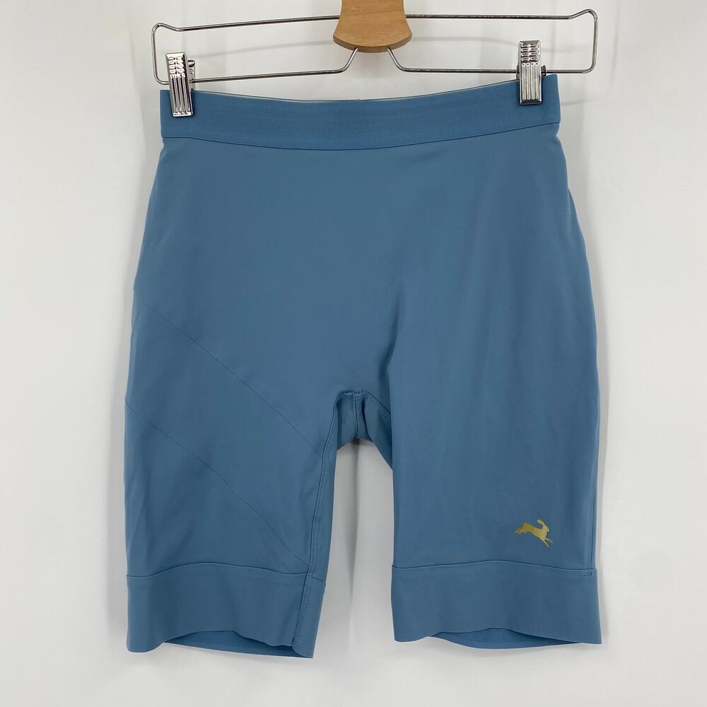 Tracksmith blue running spandex shorts
